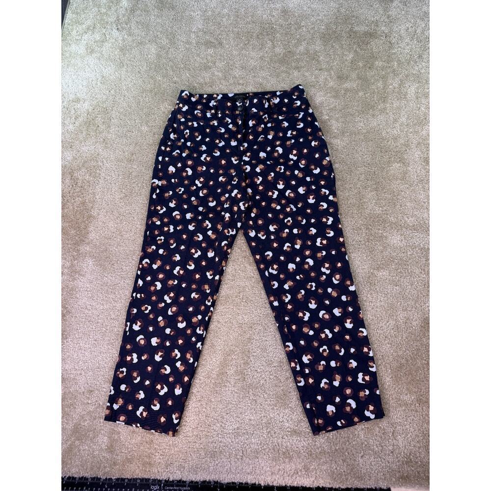 Ann Taylor Petites Womens 2P Blue Floral Curvy Fit Cropped Dress Pants C341